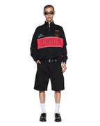 Mens Performance Mock Neck Crew Jet Black Relaxed Fleece - Black