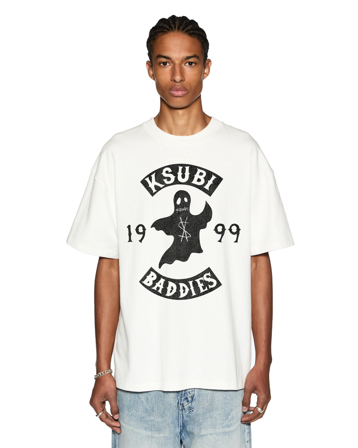 Mens Baddies Ekcess Vintage White Oversized Tees - White