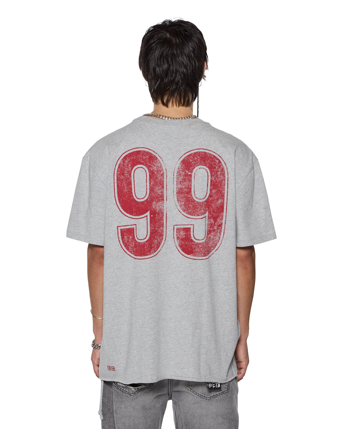 Mens Stinger Biggie Ss Tee Grey Marle Oversized Tees - Grey