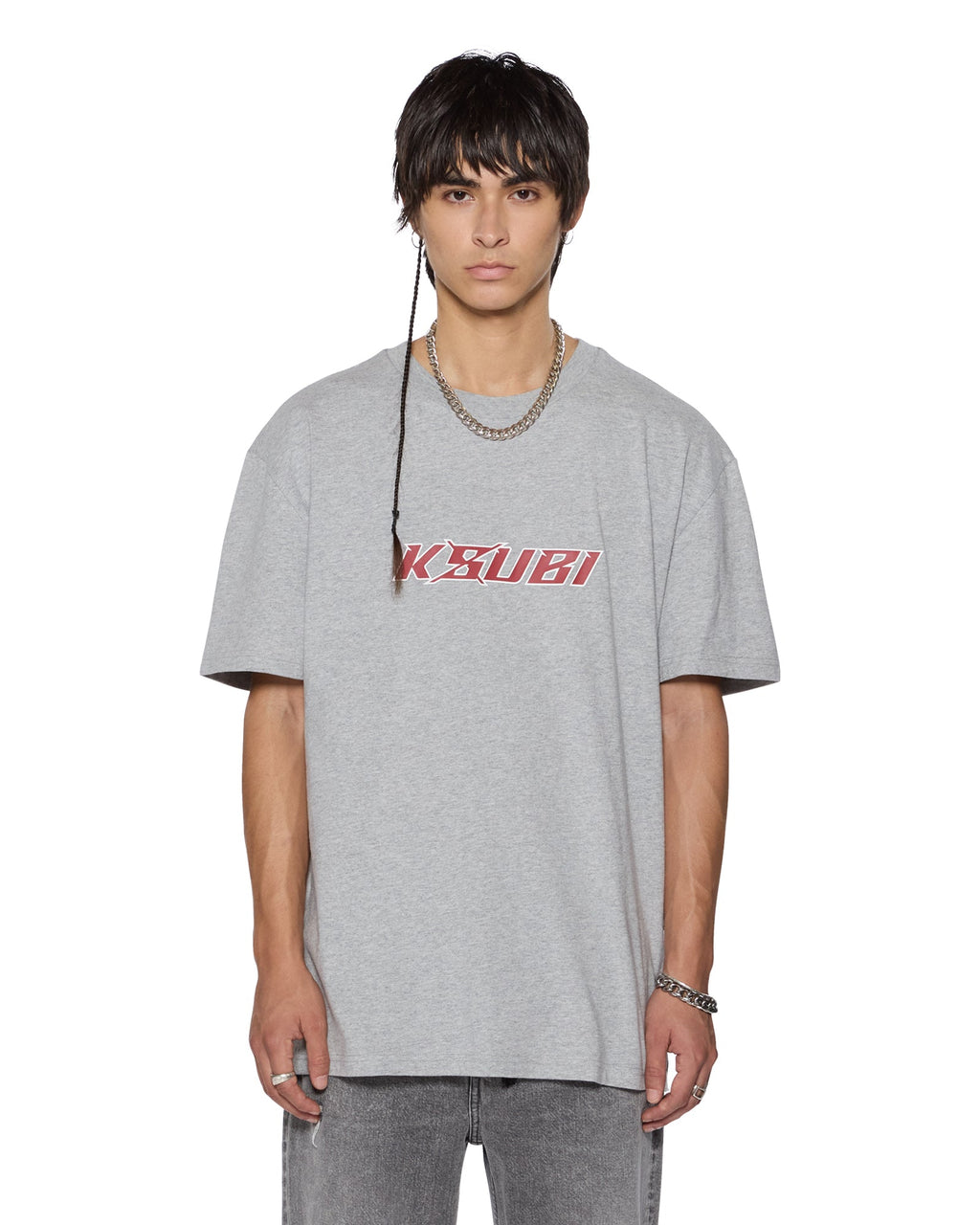 Mens Stinger Biggie Ss Tee Grey Marle Oversized Tees - Grey