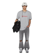 Mens Stinger Biggie Ss Tee Grey Marle Oversized Tees - Grey