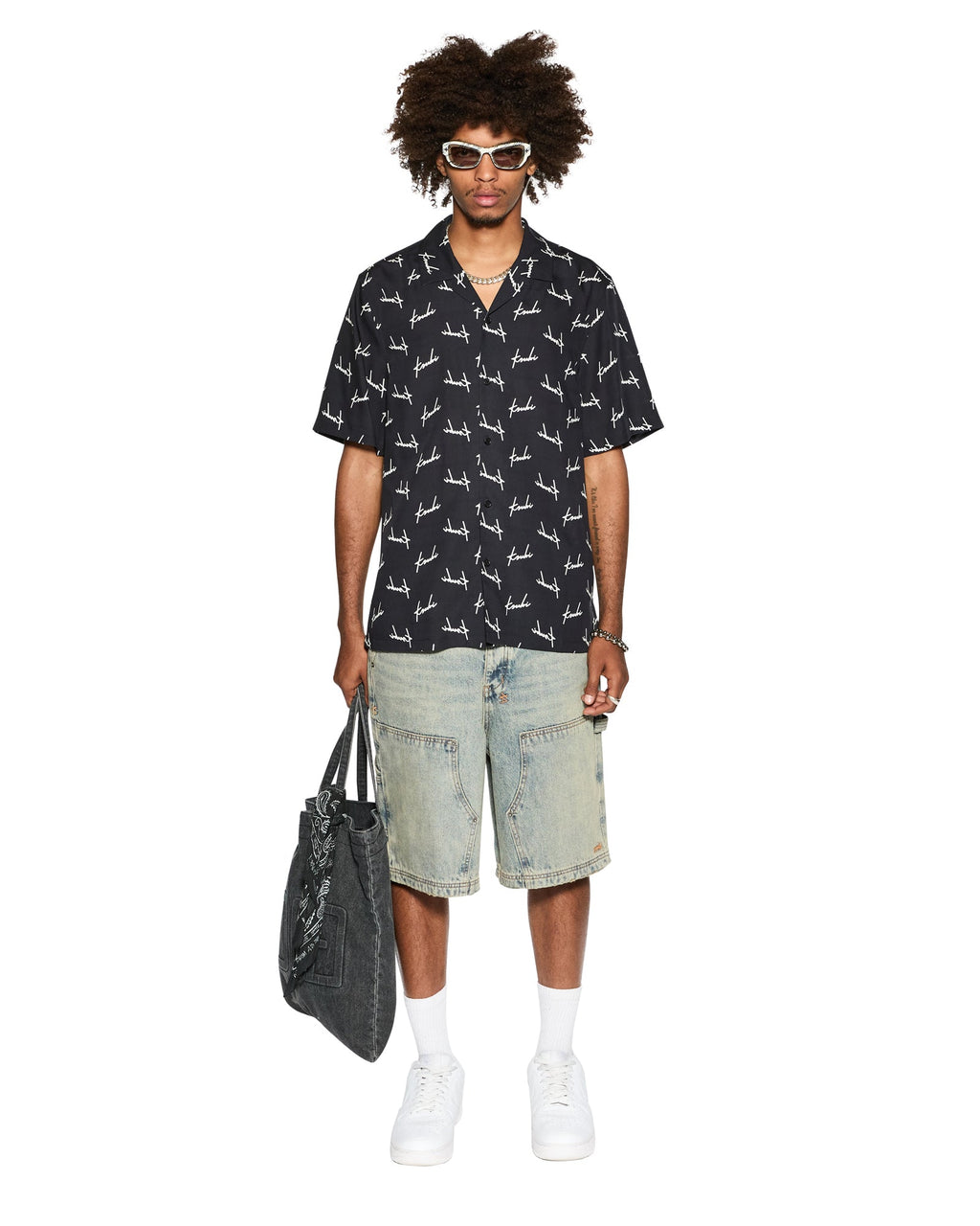 MENS SKRIPT RESORT SS SHIRT BLACK SHIRTS