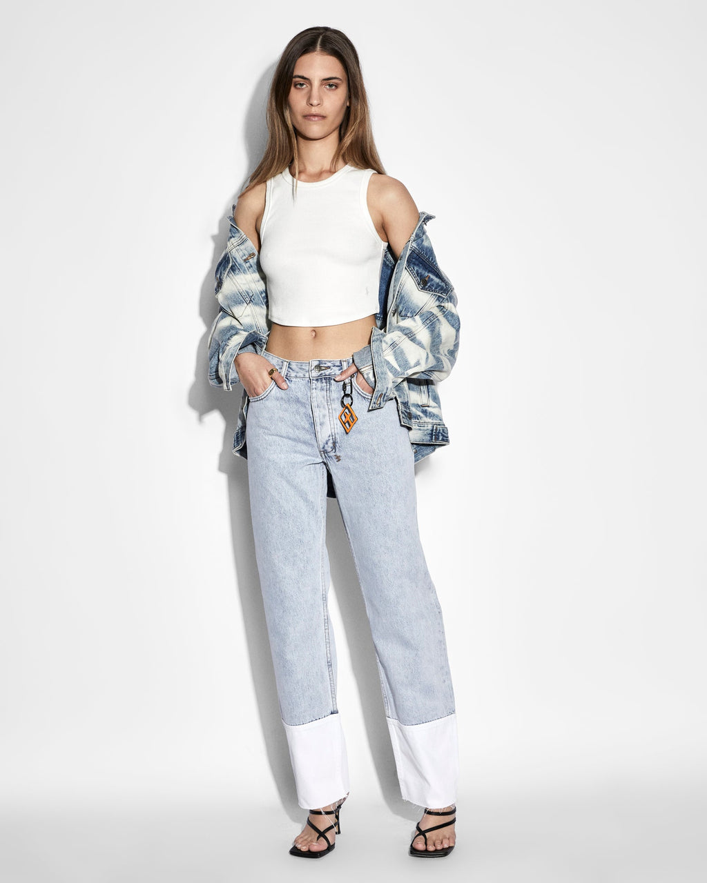 Womens Brooklyn Jean Muse Cuffed Straight Denim Jeans - Denim