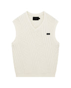 MENS TURNCABLE KNIT VEST VINTAGE WHITE KNITWEAR