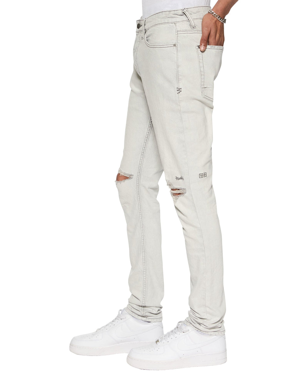 MENS VAN WINKLE WHITE SNOW DENIM JEANS
