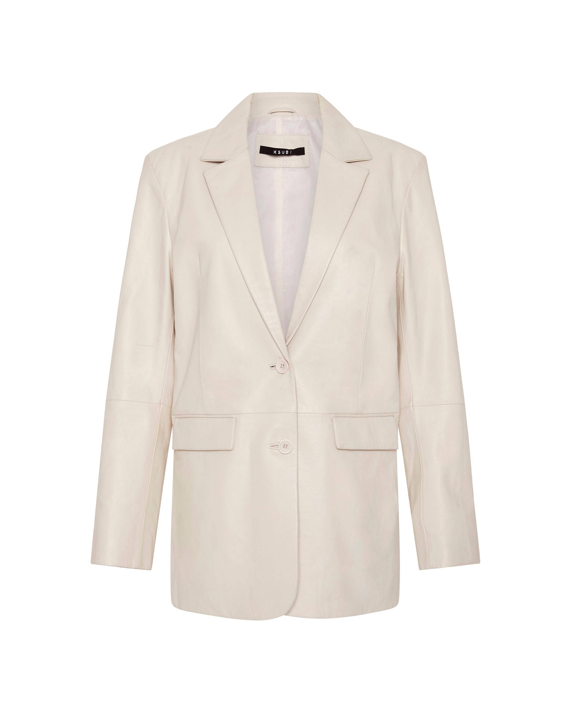Shop the Vivian Leather Blazer Off White Ksubi ++ - Main Image