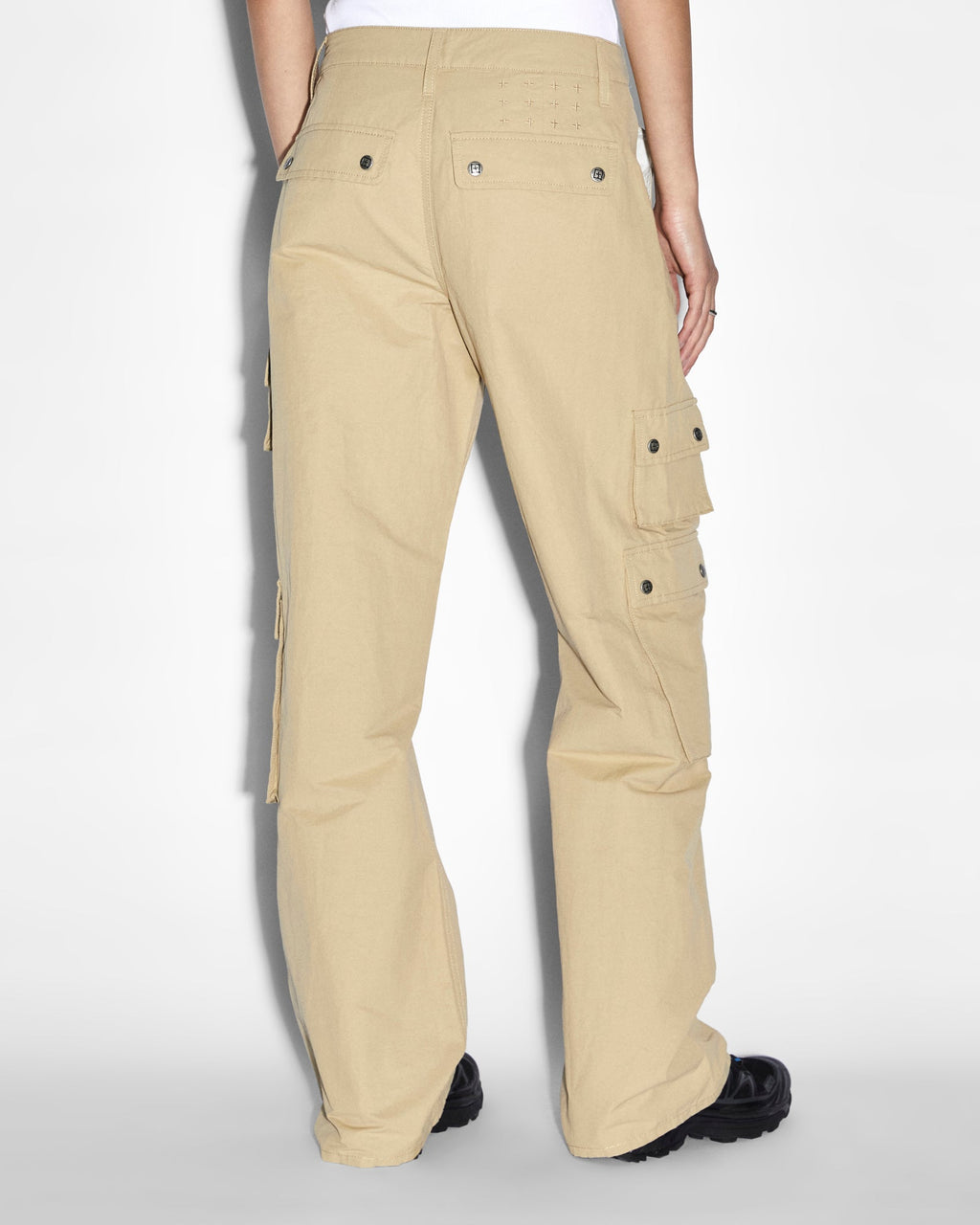 WOMENS DRILL CARGO KHAKI PANTS