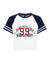 WOMENS  RAGLAN BOXY SS TEE VINTAGE WHITE/NAVY RELAXED TEES