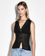 WOMENS DIVIDE KNIT VEST BLACK KNITWEAR