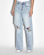 Womens Low Rider Karma Trashed Baggy Denim Jeans - Denim