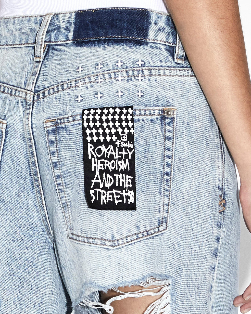 Womens Low Rider Karma Trashed Baggy Denim Jeans - Denim