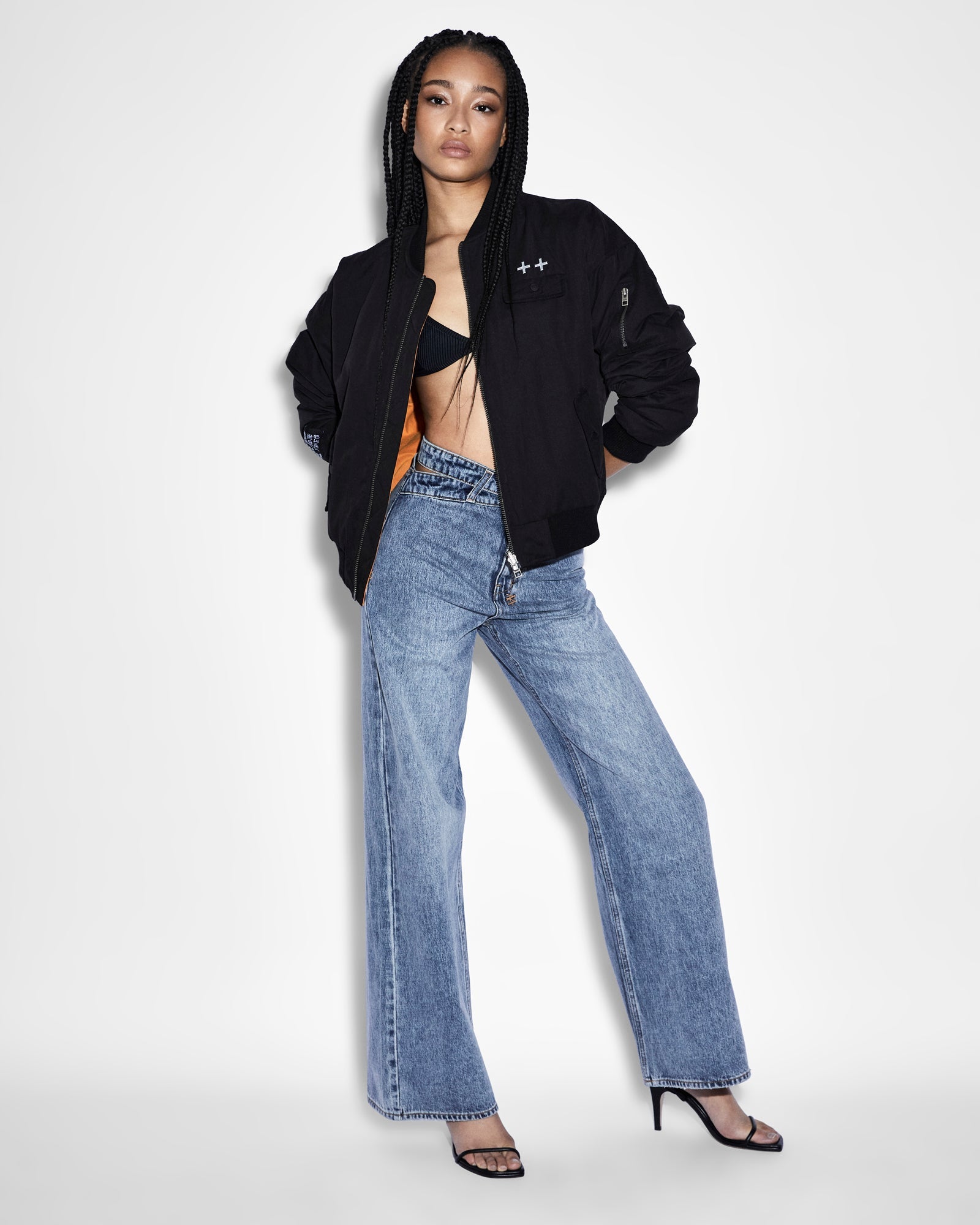 WOMENS  STRIDER DETTACHED JEAN HAVEN WIDE DENIM JEANS