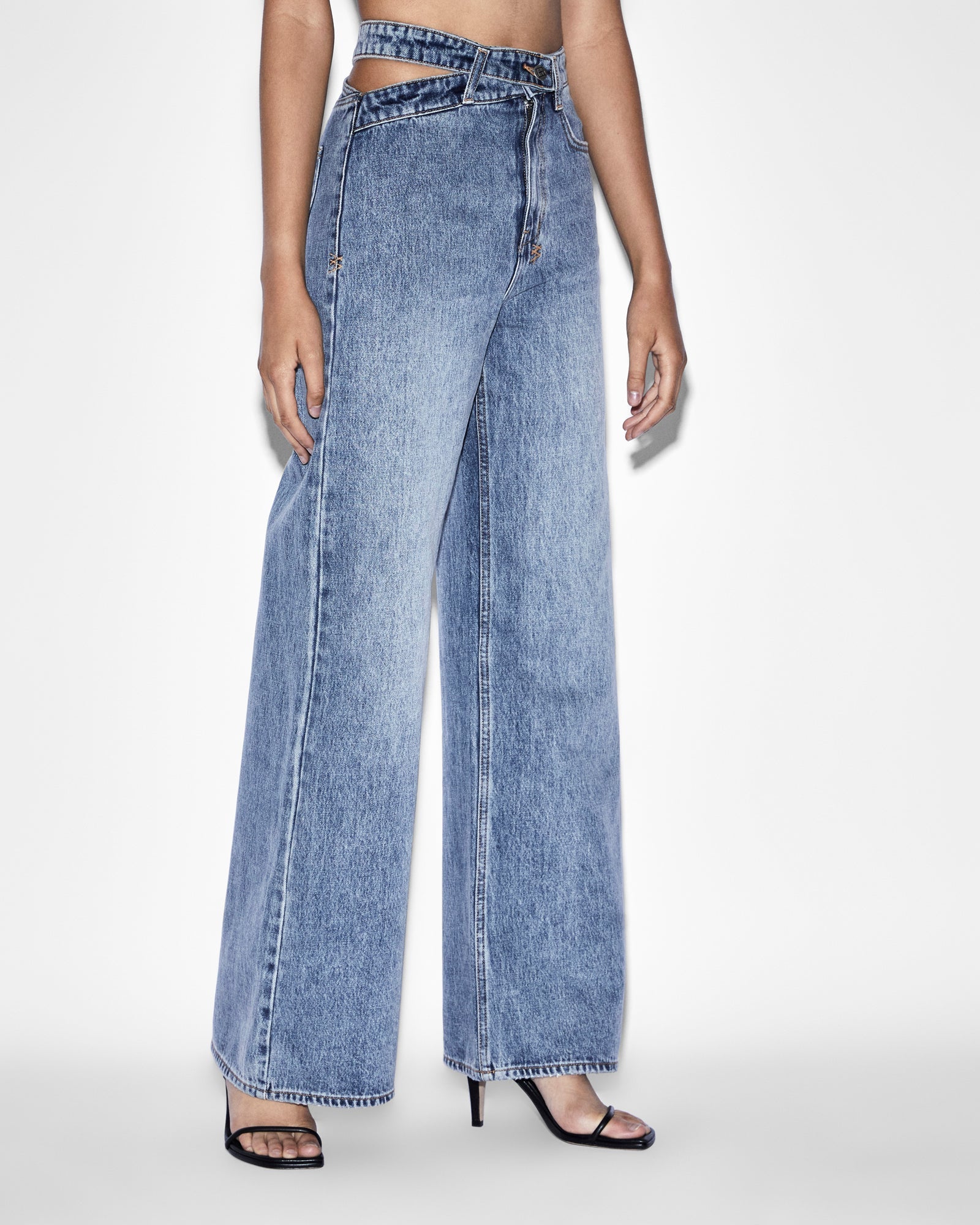 WOMENS  STRIDER DETTACHED JEAN HAVEN WIDE DENIM JEANS