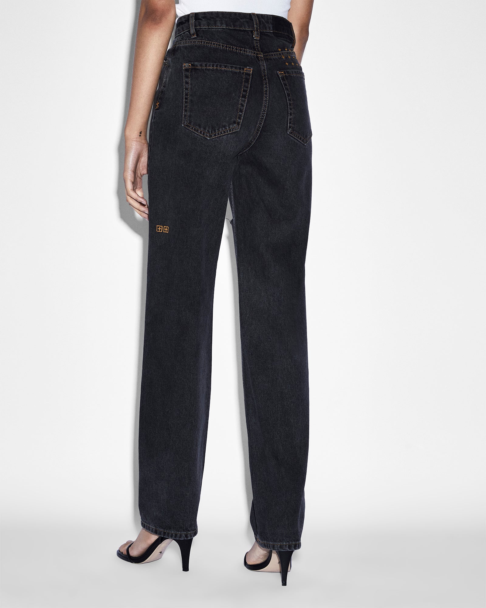 WOMENS  PLAYBACK RAVEN TRASHED STRAIGHT DENIM JEANS