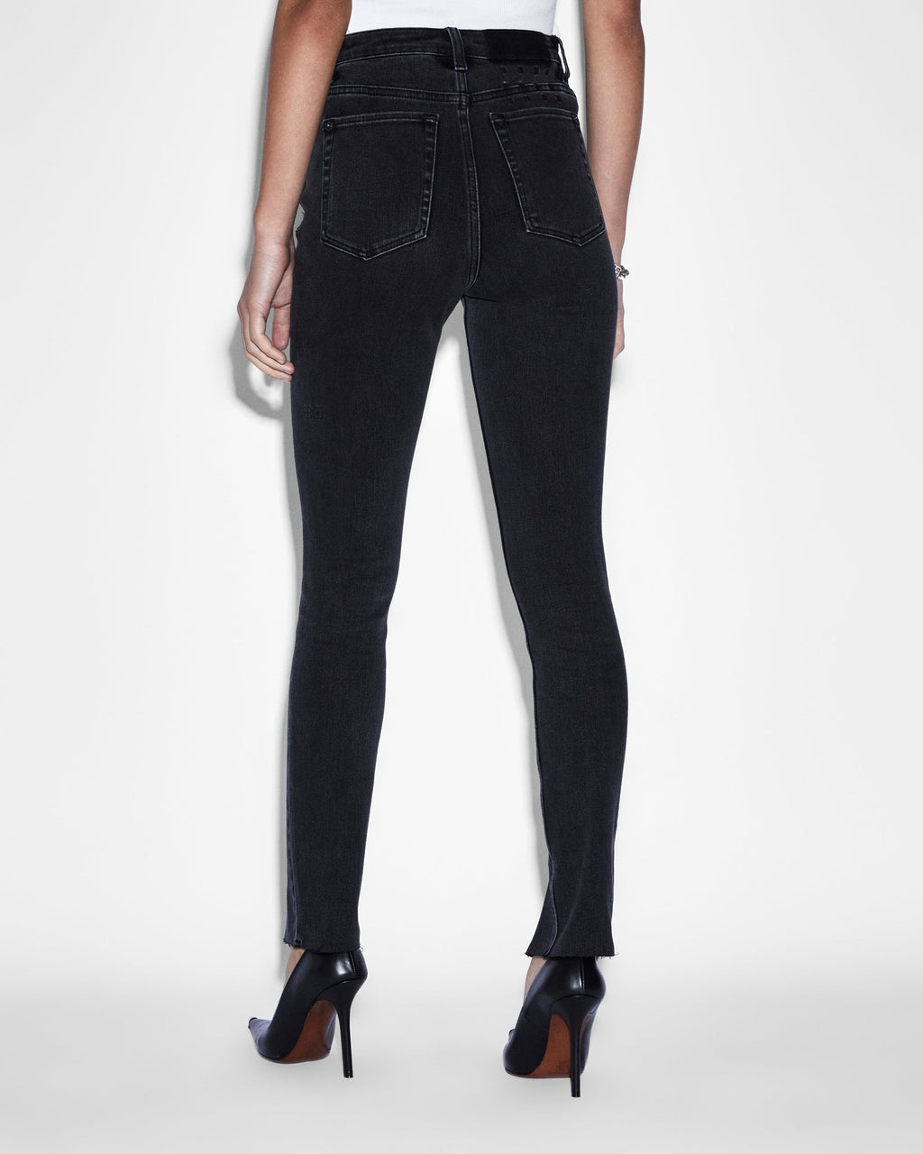 Womens Hi N Wasted Xtra Onyx Panel Skinny Denim Jeans - Black