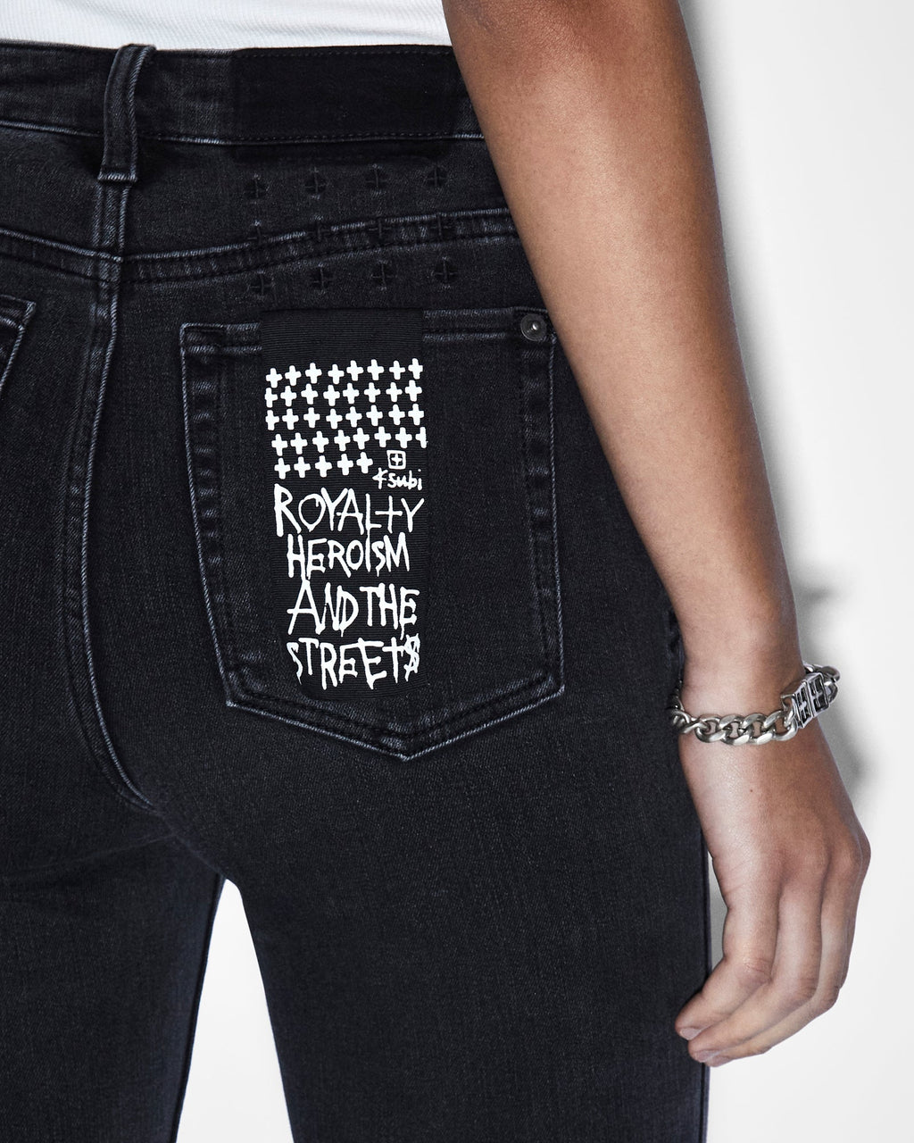 Womens Hi N Wasted Xtra Onyx Panel Skinny Denim Jeans - Black