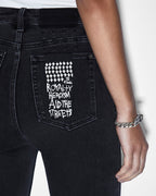 Womens Hi N Wasted Xtra Onyx Panel Skinny Denim Jeans - Black