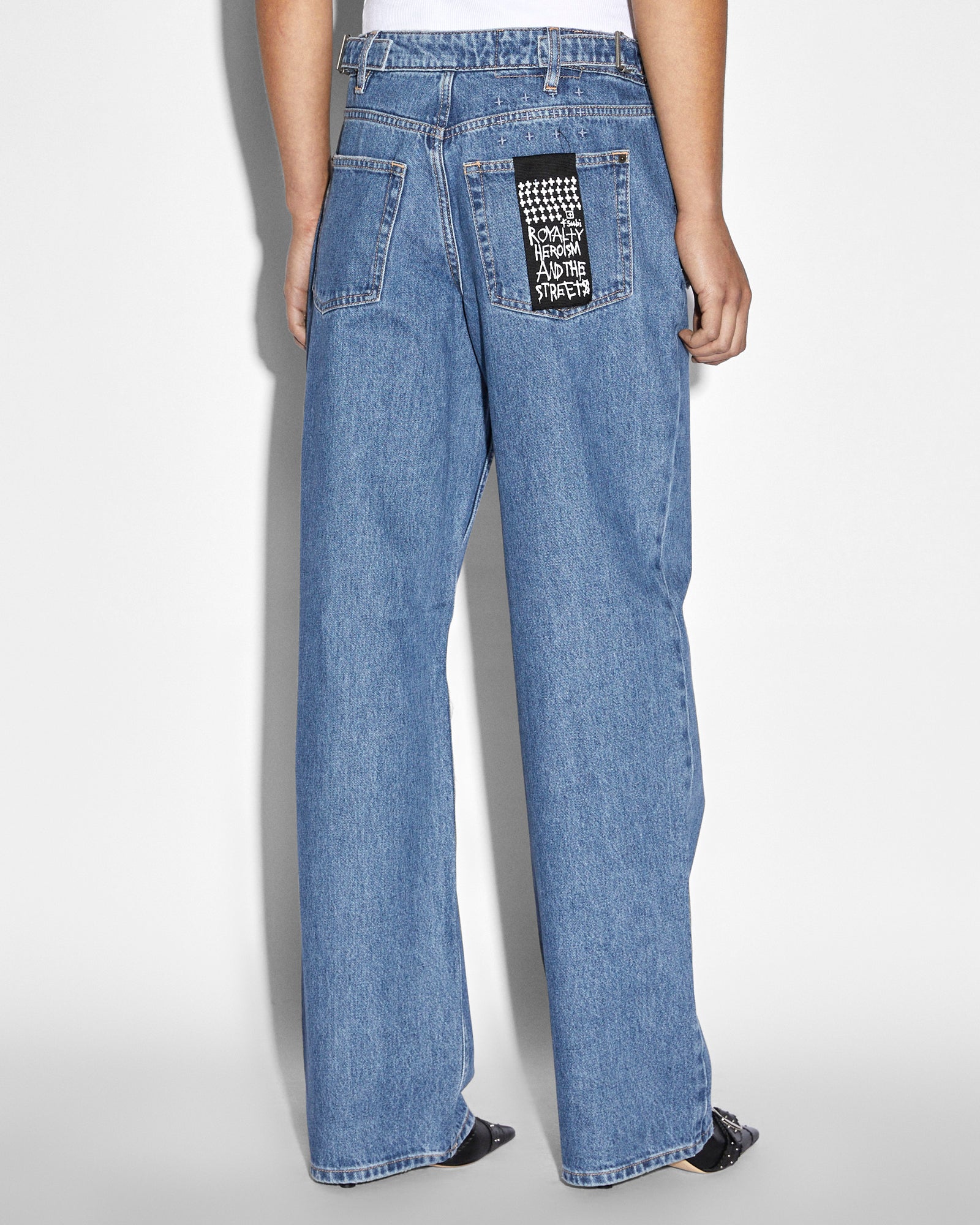 WOMENS  LOW RIDER HERITAGE TRASHED BAGGY DENIM JEANS