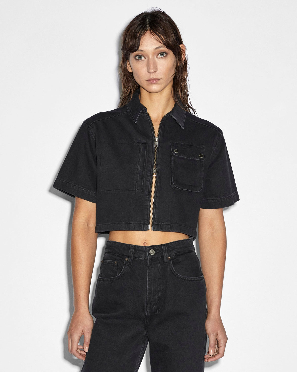 BOXY CROP SS SHIRT BLACK