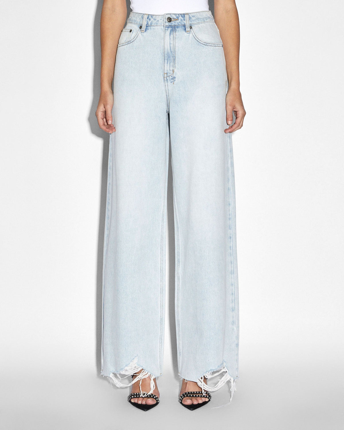 Womens Strider Drift Trashed Wide Denim Jeans - Denim