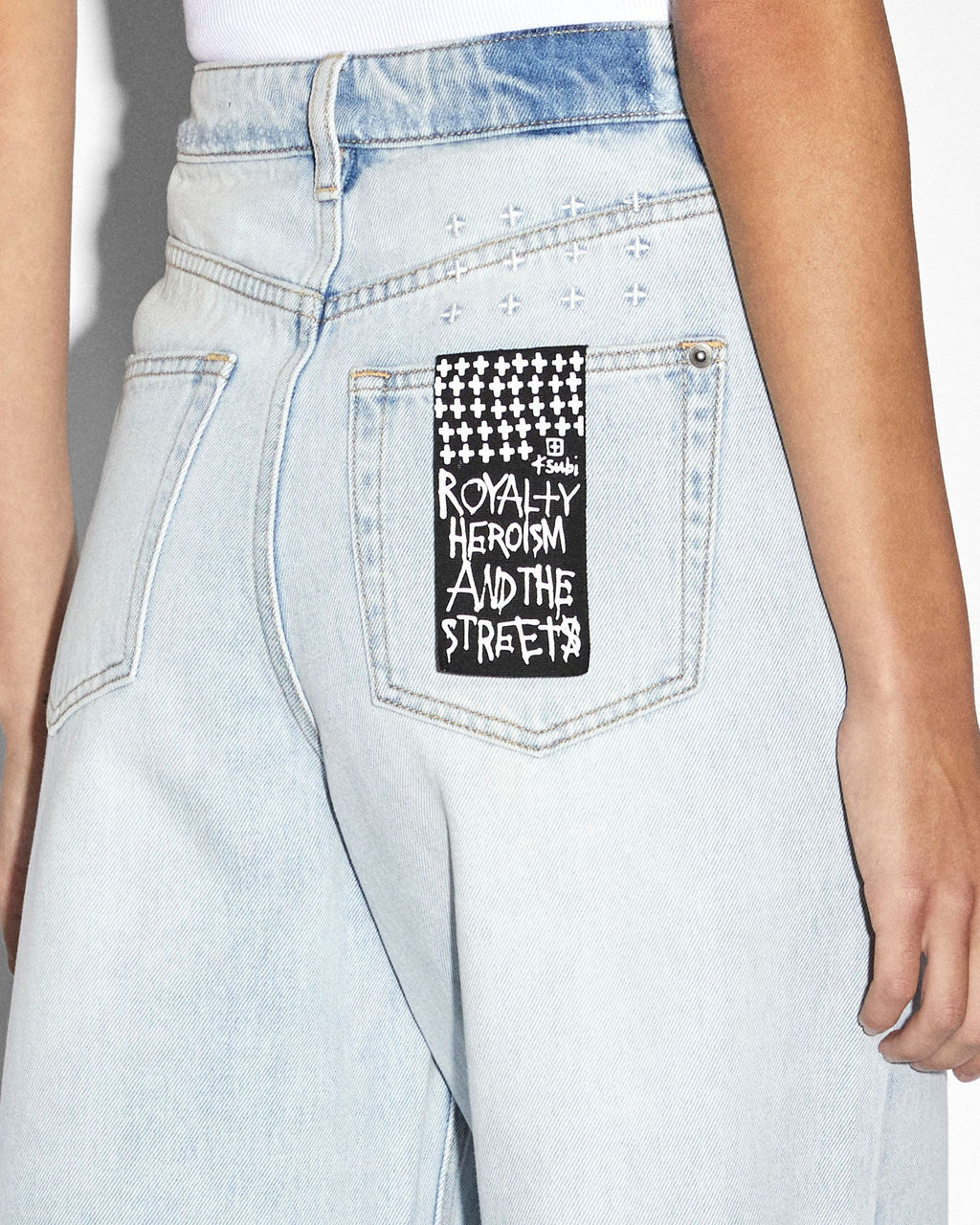 Womens Strider Drift Trashed Wide Denim Jeans - Denim