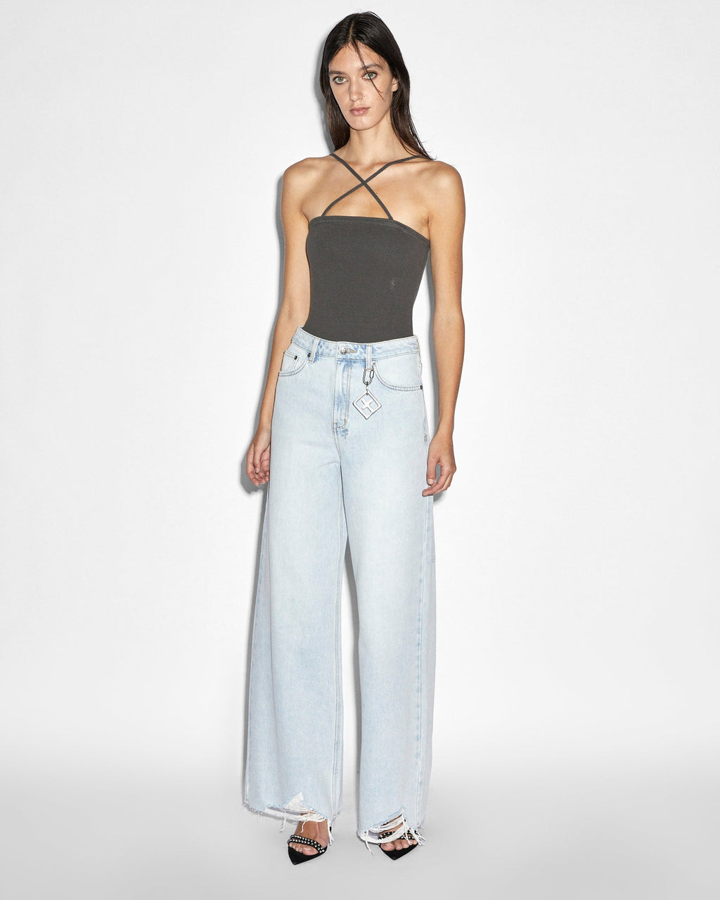 Womens Strider Drift Trashed Wide Denim Jeans - Denim