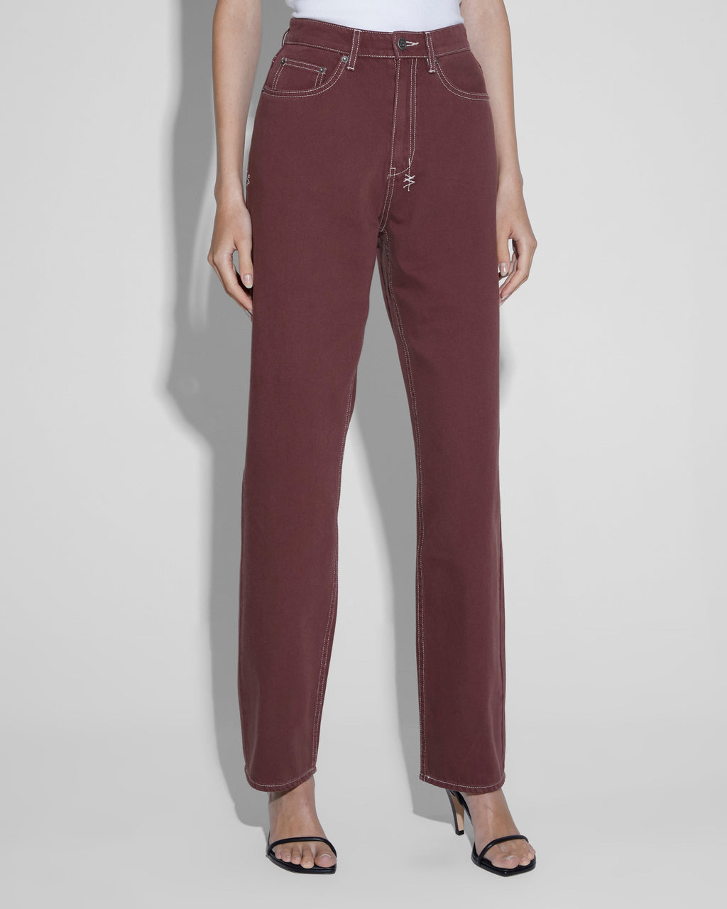 Womens Playback Andorra Straight Denim Jeans - Burgundy
