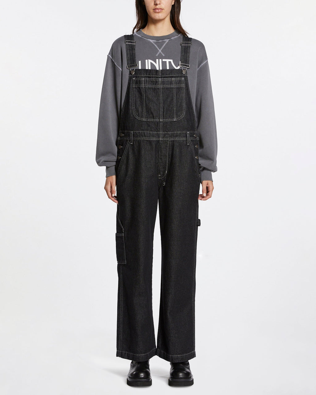 Womens Easy Overalls Midnight Oversized Jumpsuits - Black