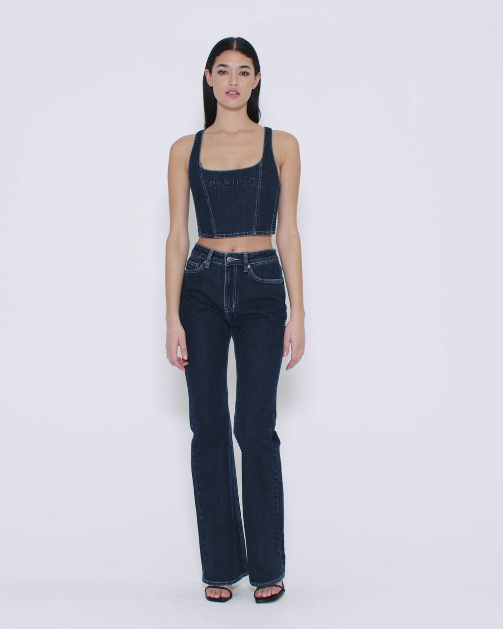 Womens Bustier Top Obscura Fitted Fashion Tops - Denim