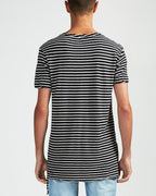 Mens Sinister Ss Tee B&w Stripe Tees - Multi Colour