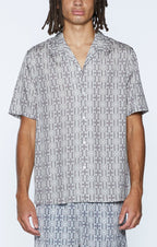 Mens Plus Resort Ss Shirt Stone Regular Shirts - Grey