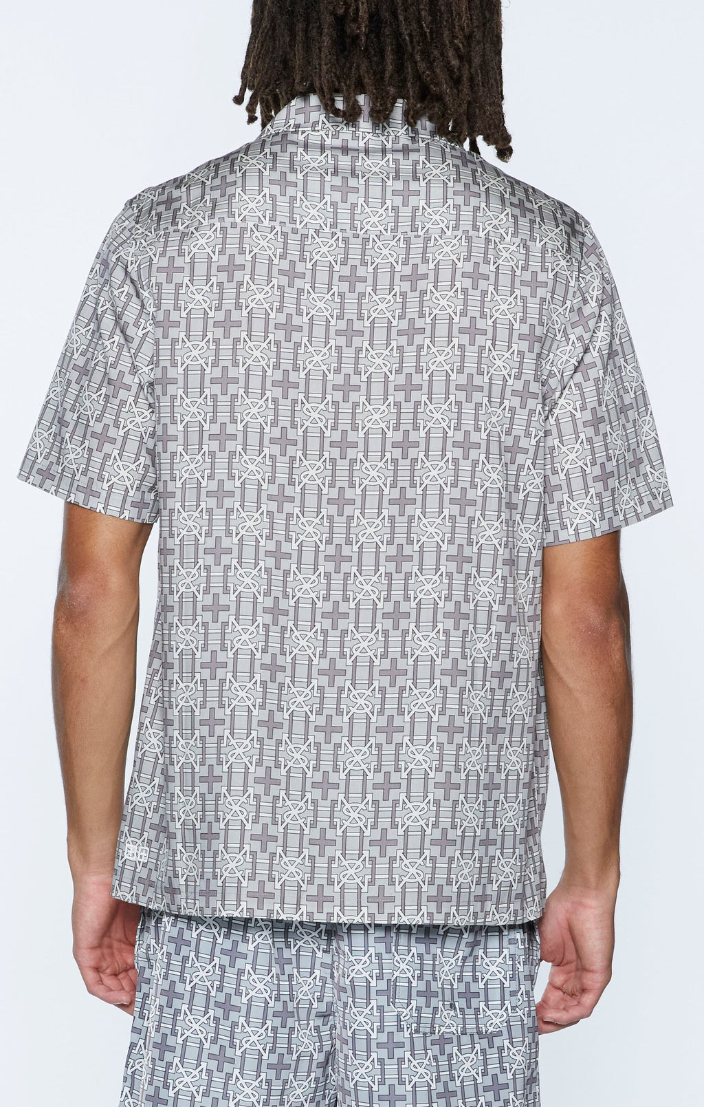 Mens Plus Resort Ss Shirt Stone Regular Shirts - Grey